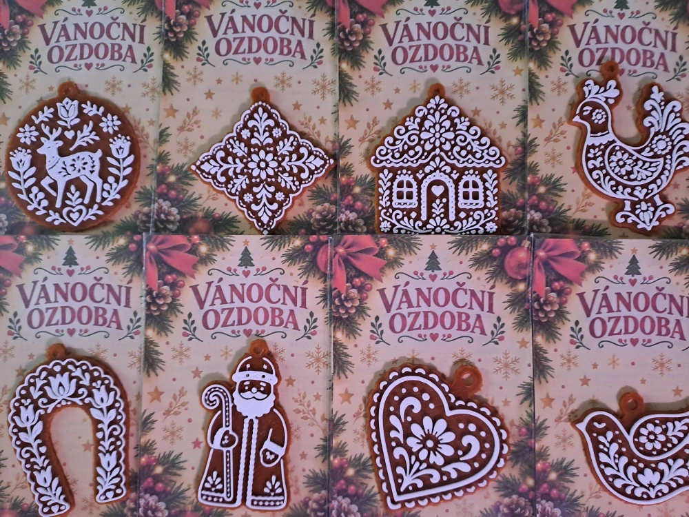 Vánoční ozdoby perníčky - Sada č.2 - 8ks