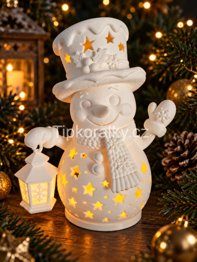 Sněhuláček na LED svíčku (včetně LED svíčky)