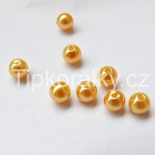 Akrylátové perly ABS 6mm - sv. oranžové